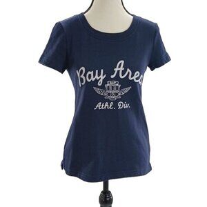 Gap Shirt Blue Short Sleeve T Shirt Zipper Back Bay Area Athletic Size XS